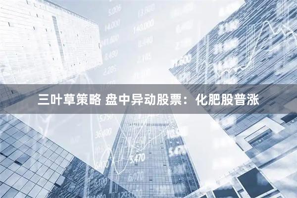 三叶草策略 盘中异动股票：化肥股普涨