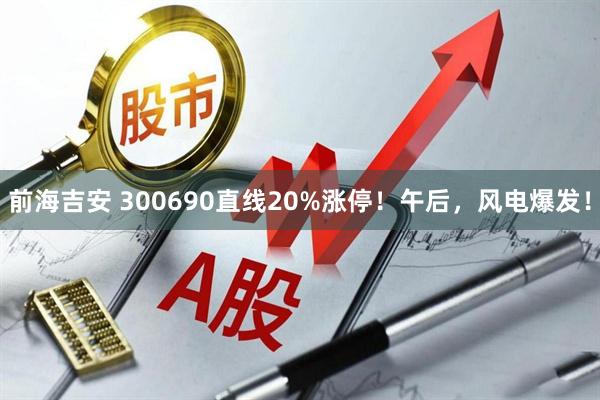 前海吉安 300690直线20%涨停！午后，风电爆发！