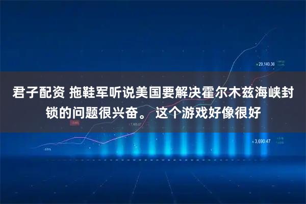 君子配资 拖鞋军听说美国要解决霍尔木兹海峡封锁的问题很兴奋。 这个游戏好像很好