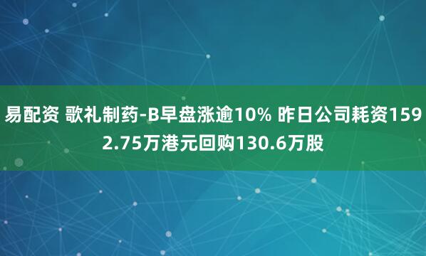 易配资 歌礼制药-B早盘涨逾10% 昨日公司耗资1592.75万港元回购130.6万股